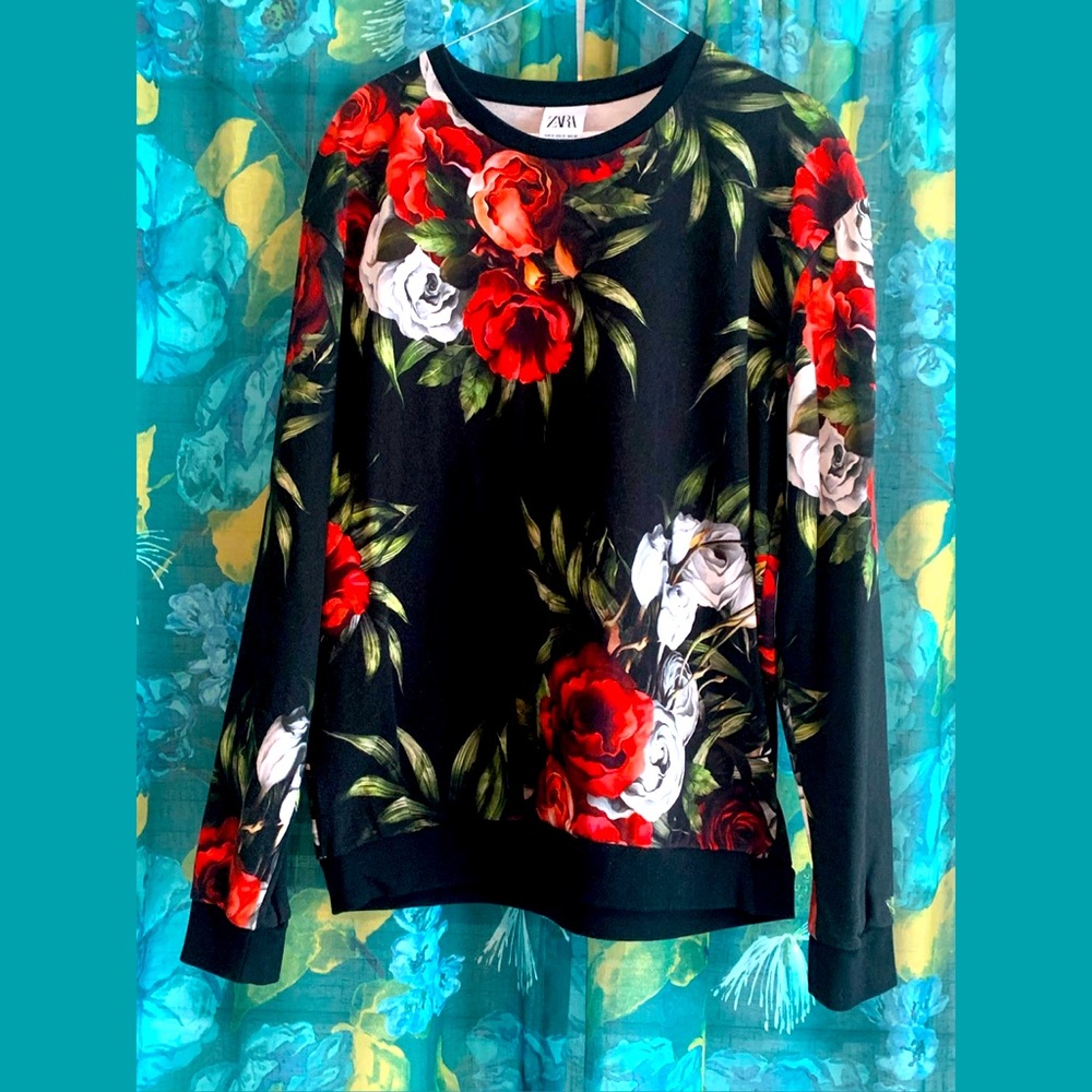 Zara Floral Print Sweatshirt